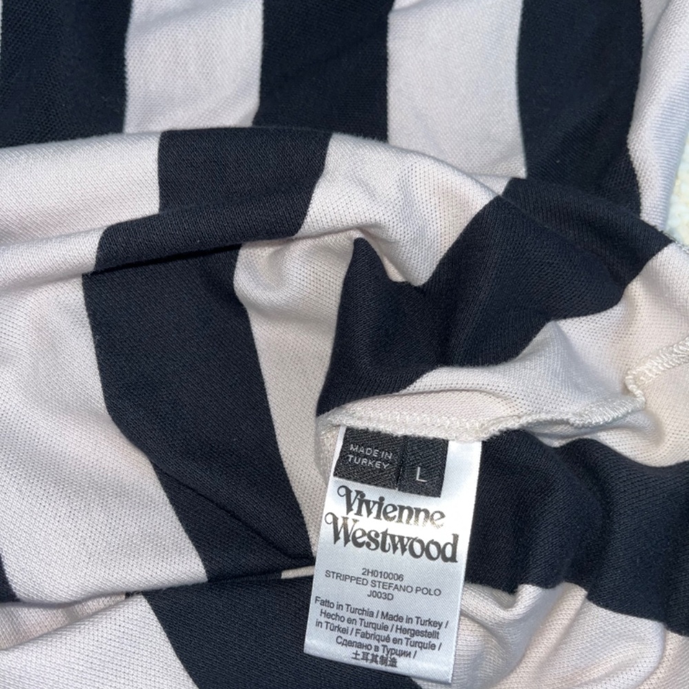 Vivienne Westwood Orb-embroidered Striped Polo Shirt Size L - Picture 6 of 7